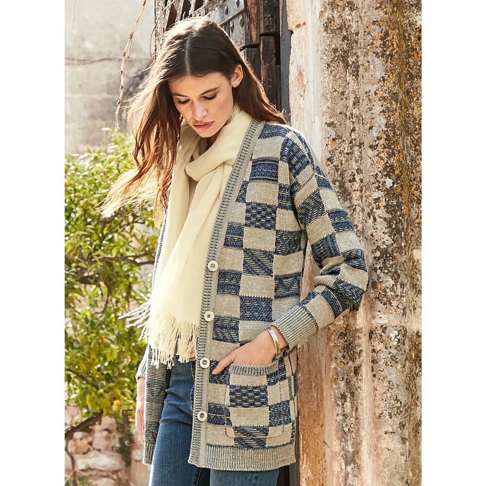Peruvian Connection Sahel Cardigan Pocket Button Down Chunky Sweater Size Large